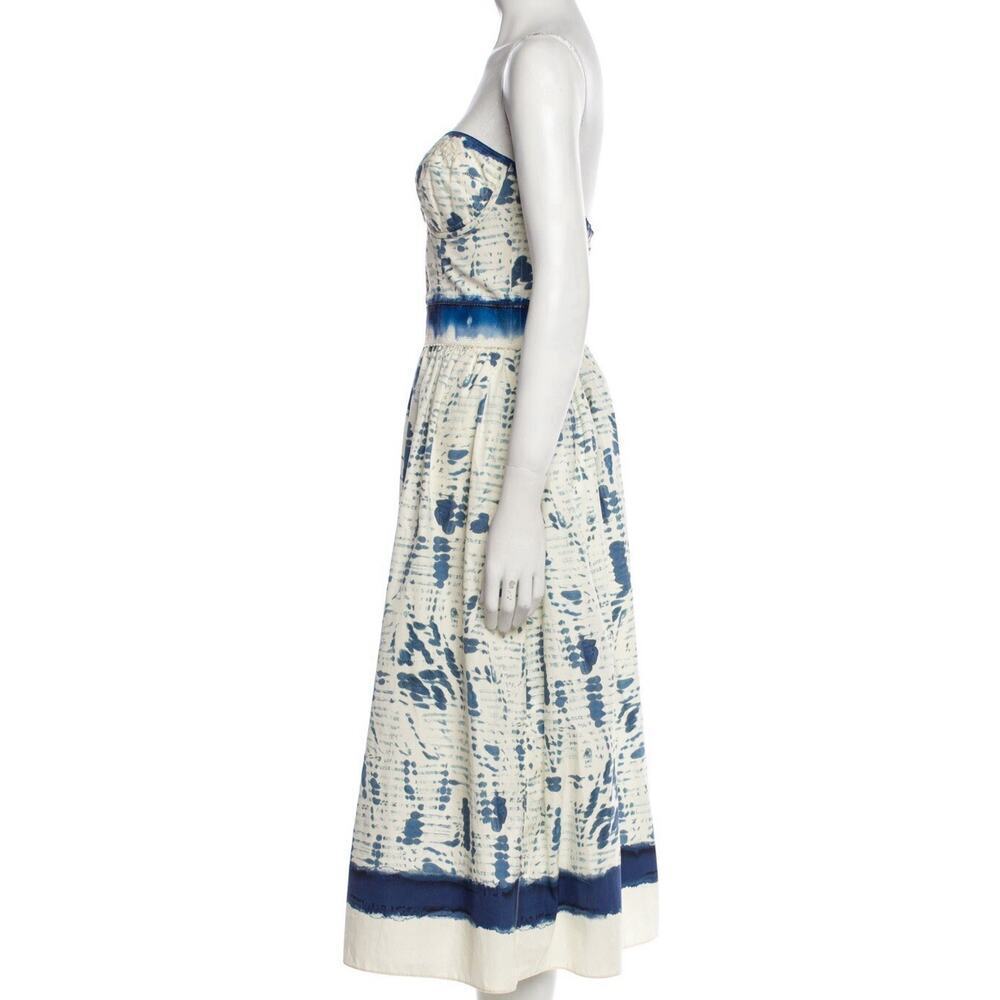 Ralph Lauren Collection Cotton Strapless Midi Dress Runway Fit Flare 10 M Blue - Picture 12 of 16